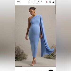 Club L London Maternity One-Shoulder Blue Dress